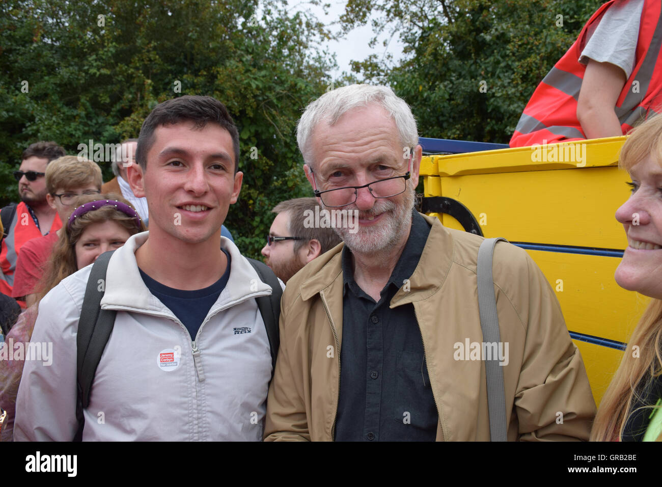 Jeremy Corbyn MP lors de l'assemblée annuelle de l'école rallye grève Burston, Burston, Norfolk 4 septembre 2016. Banque D'Images