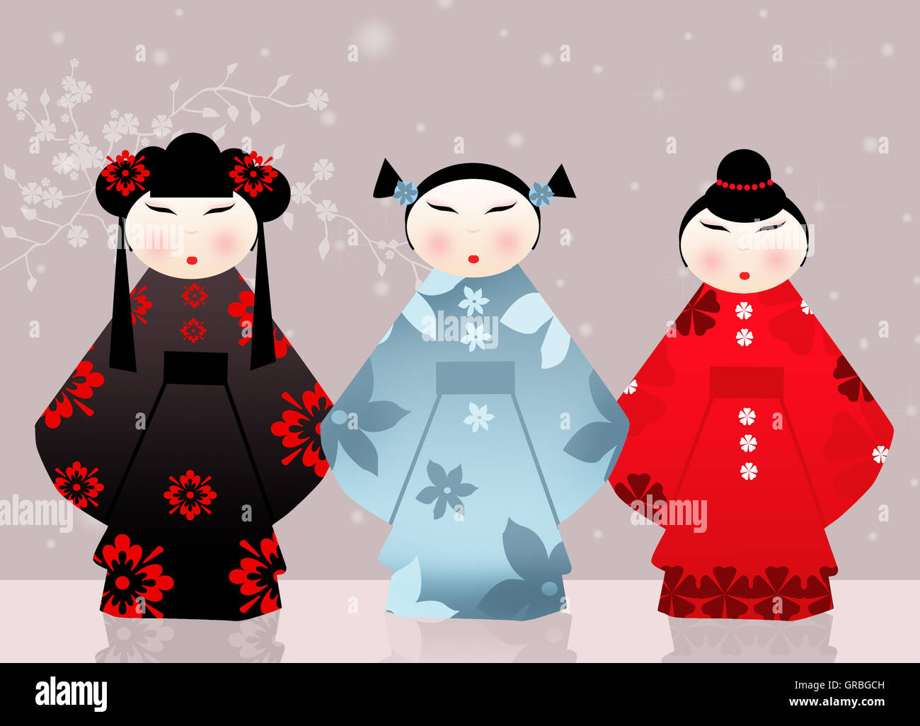 Poupées kokeshi Banque D'Images