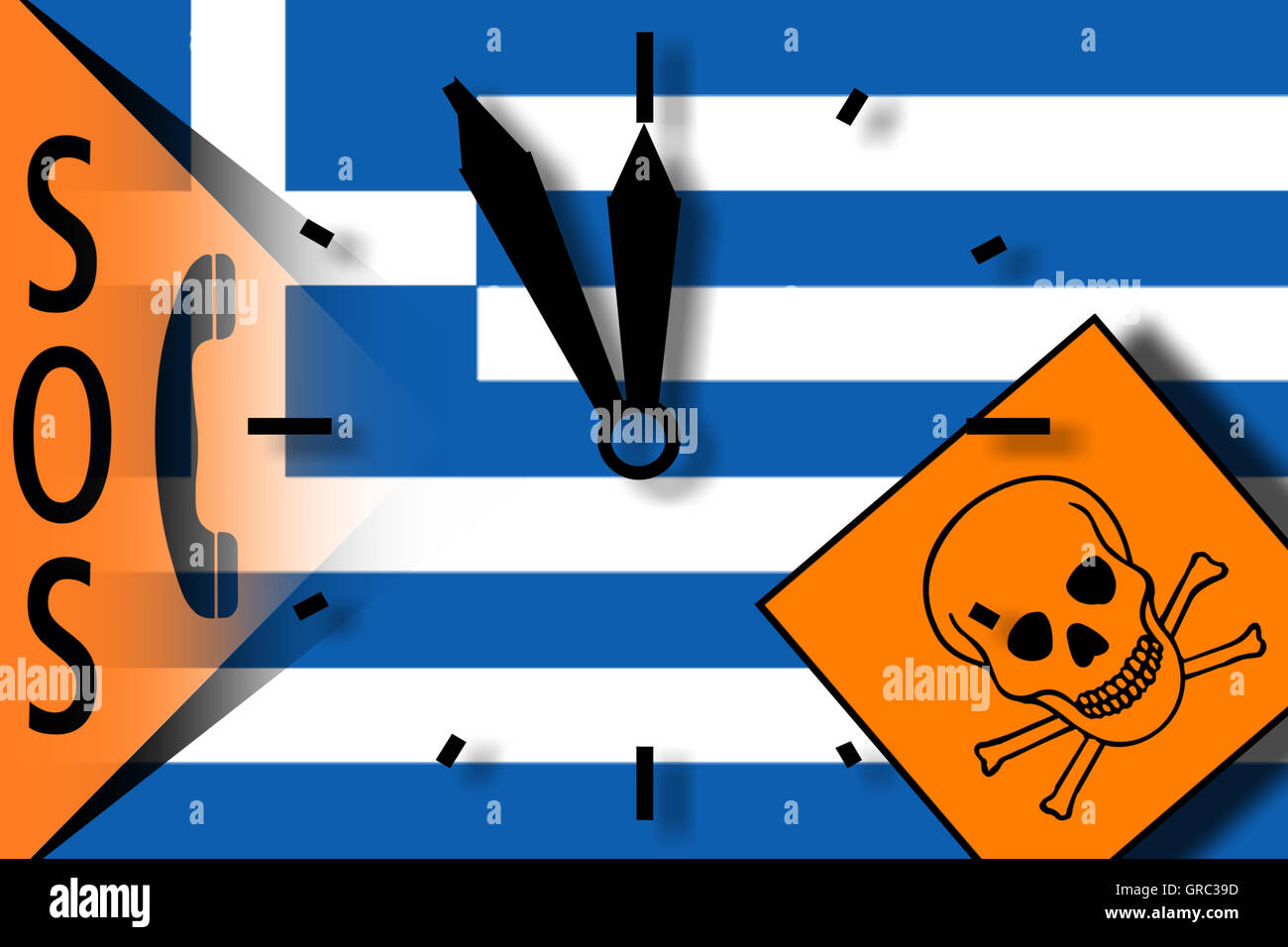 Le grec et le drapeau de l'UE avec signe de la circulation des marchandises dangereuses Banque D'Images