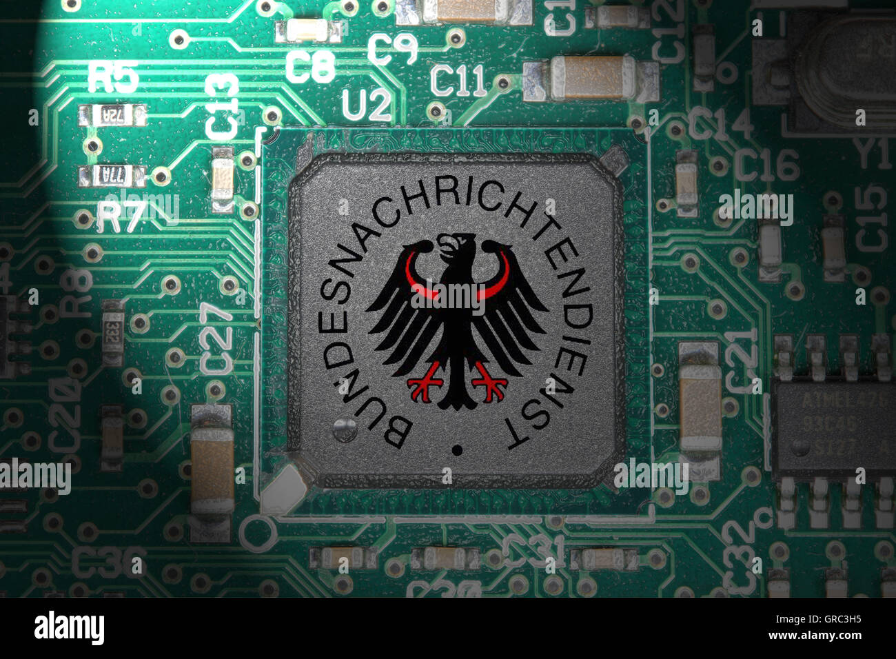 Logo du Service Secret allemand sur un processeur Banque D'Images