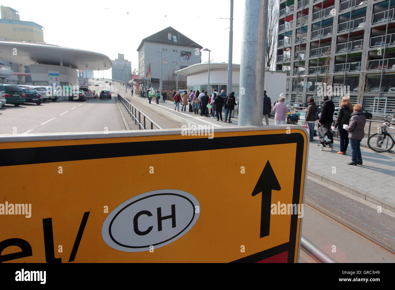 Frontière Suisse allemande à Weil am Rhein Banque D'Images