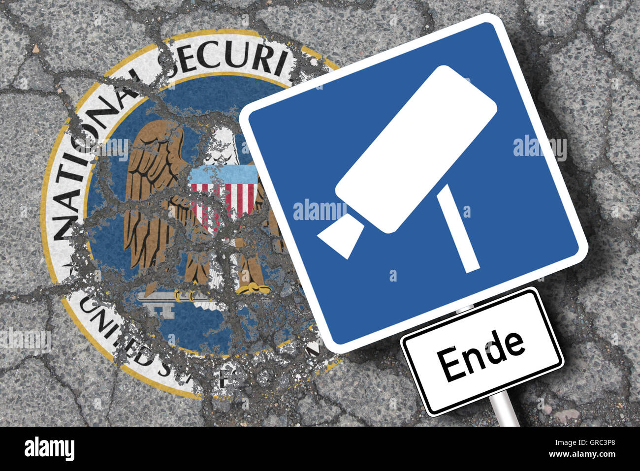 La NSA s'érodent signe avec signe de la circulation de l'enregistrement vidéo se termine ici Attentio Banque D'Images