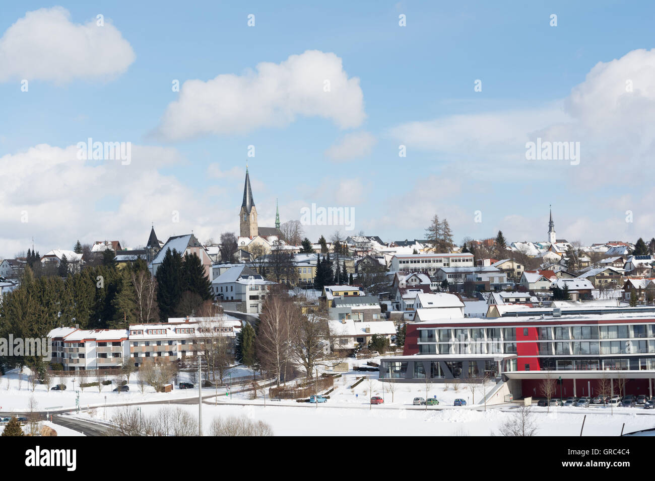 Ville thermale de Bad Leonfelden Dans Winter Sunshine Banque D'Images