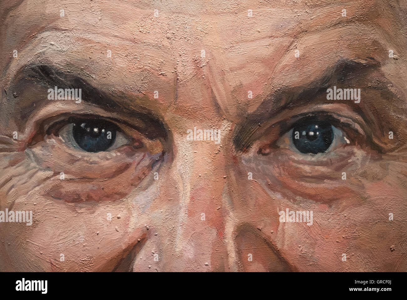 Les yeux de Tony Blair, ancien Premier Ministre du Royaume-Uni, une partie de la peinture à l'huile par Alastair Adams, National Portrait Gallery, Londres Banque D'Images