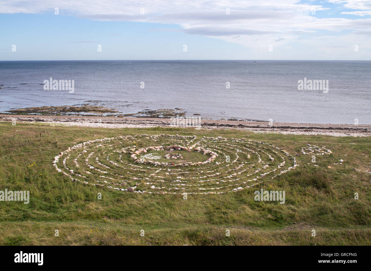 Stone Circle à Whitburn, côte de la mer du Nord, South Tyneside, Angleterre, RU Banque D'Images