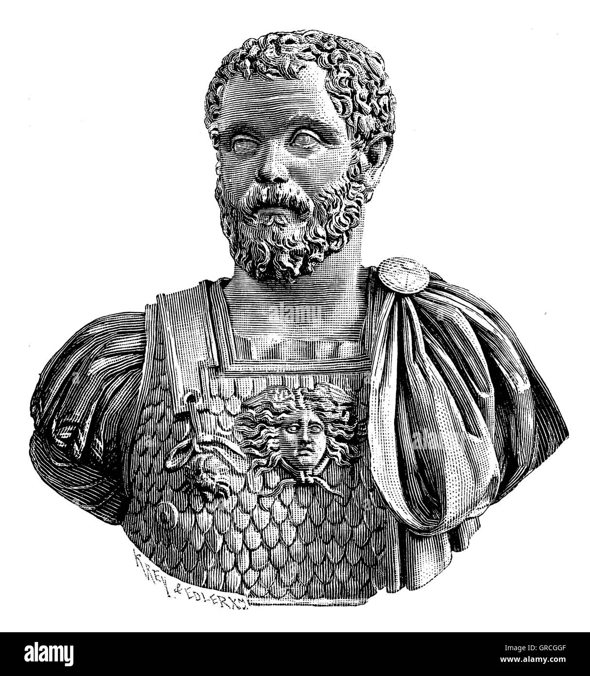 Septime Sévère. Ancien buste en marbre dans les musées du Capitole Banque D'Images