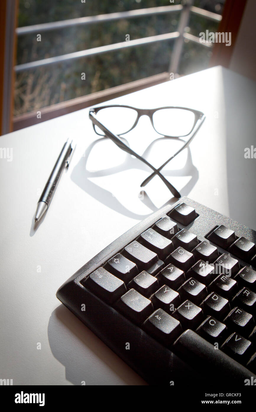 Lieu de travail, bureau, ordinateur Banque D'Images