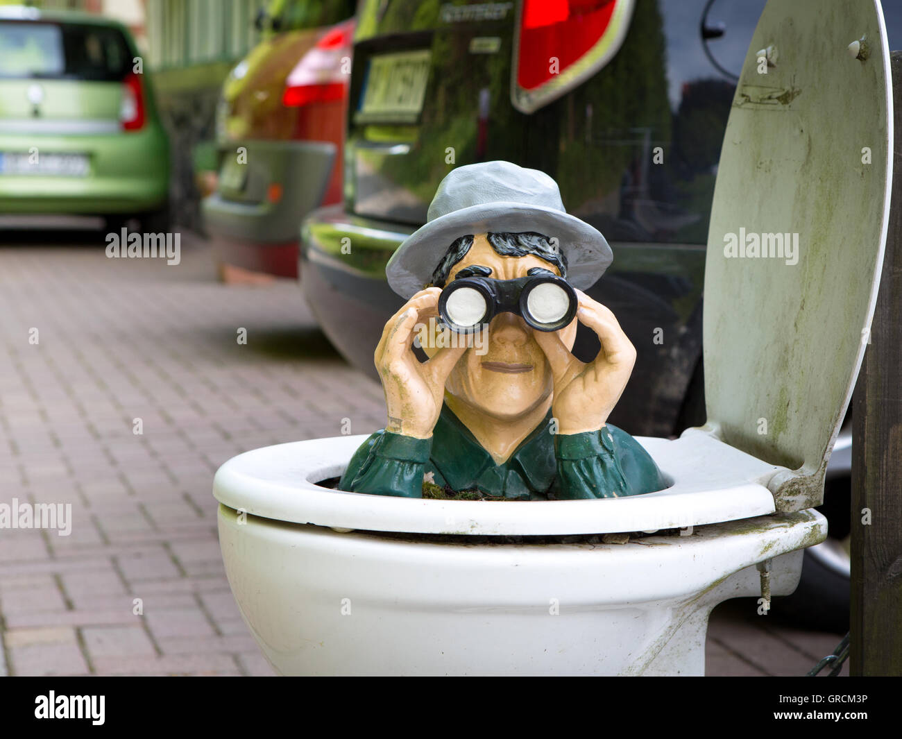 L'Espion dans la cuvette des toilettes Banque D'Images