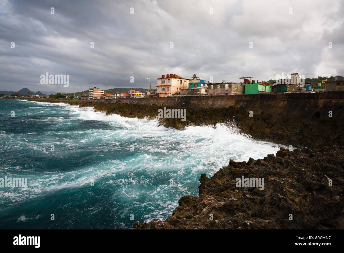 Le Malecon de Baracoa Cuba Banque D'Images