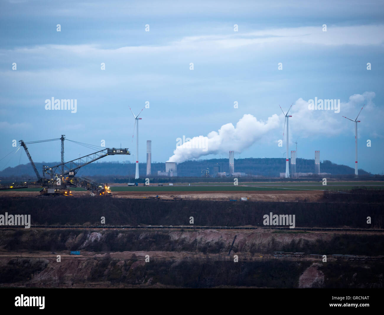 Brown Coal Mine Garzweiler Usine Charbon Banque D'Images