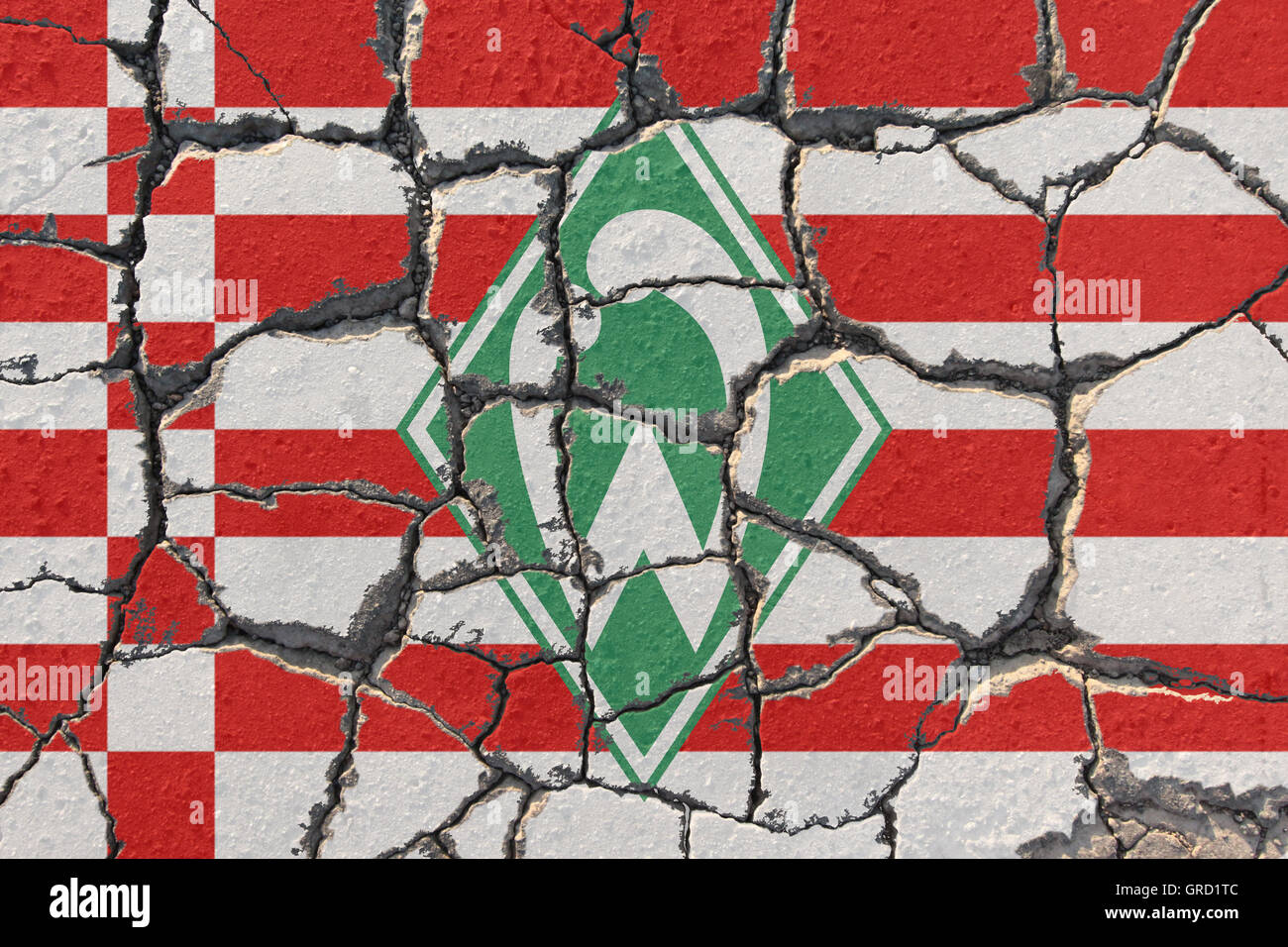 Signe du Werder Brême sur la chaussée d'Érosion Banque D'Images