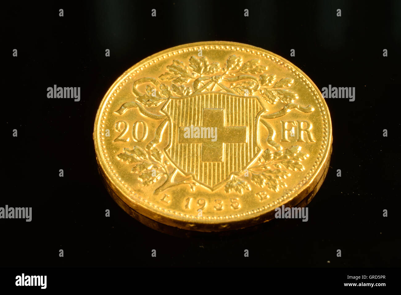 Pièce d'or suisse 20 Franken Banque D'Images