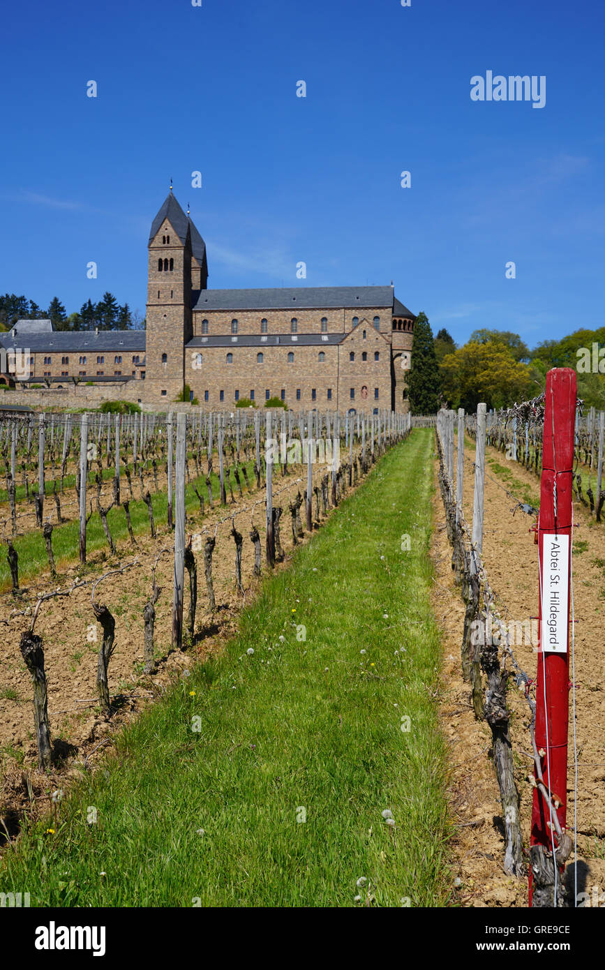 Rue de l'abbaye, Hildegard Eibingen couvent à Rüedesheim Am Rhein, l'Abbaye Bénédictine Banque D'Images