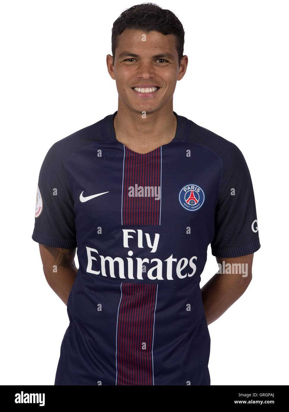 07.09.2016. Paris, France. L'équipe de football français de Ligue 1 Paris Saint Germain officielle équipe portraits pour 2016-2017 saison. Thiago Silva Banque D'Images