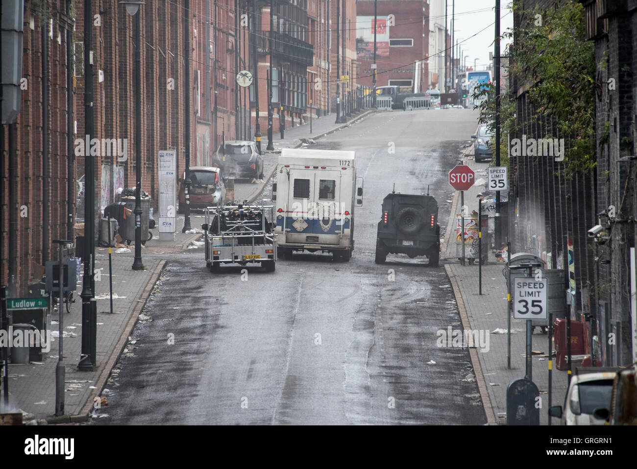 Direction, la production et le tournage en direct sur l'ensemble d'un joueur 'Prêt' le dernier film de Steven Spielberg, Birmingham. Banque D'Images