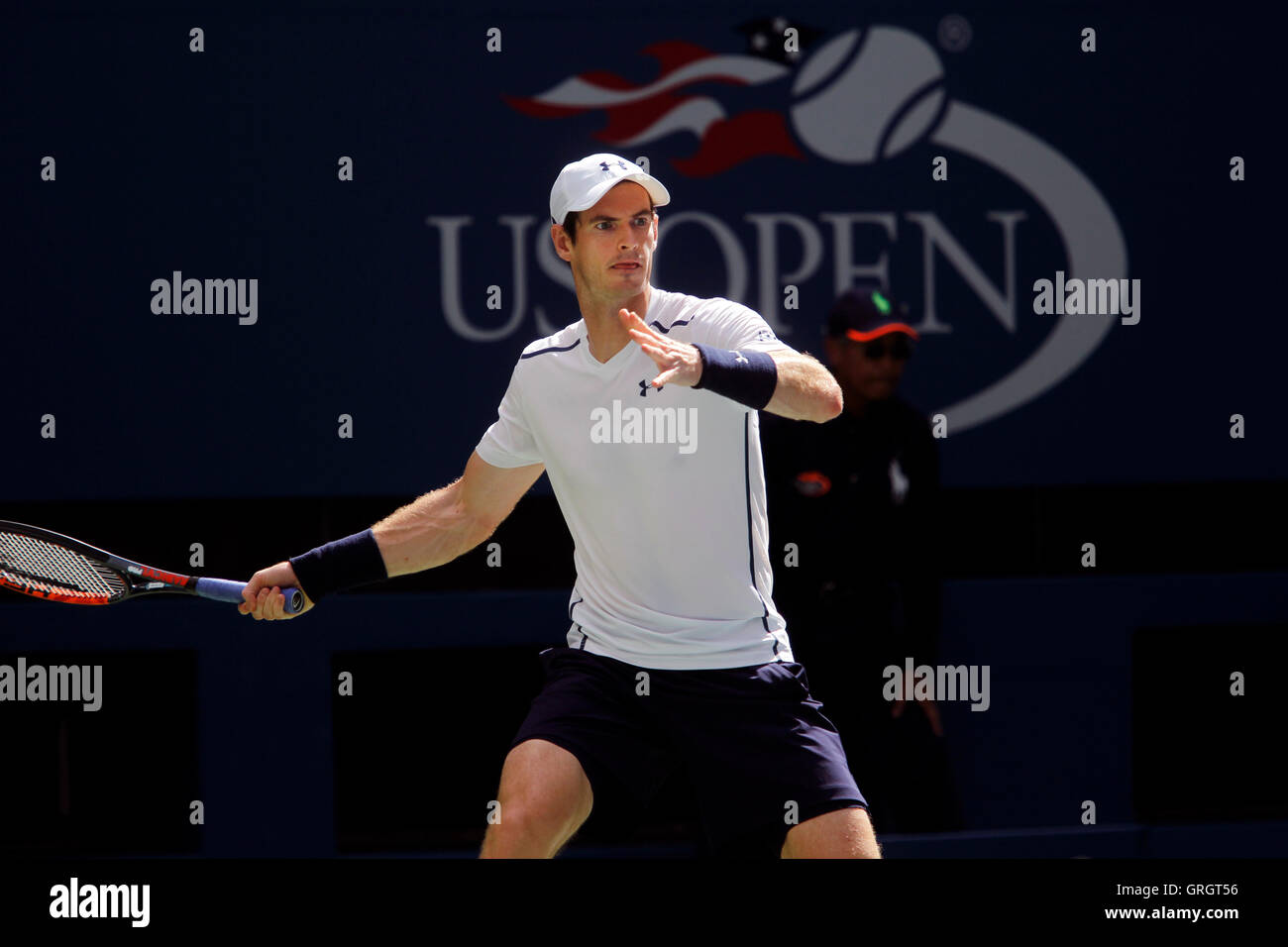 Flushing Meadows, New York, USA. 7 Septembre, 2016. New York, USA. 7 Septembre, 2016. Andy Murray de Grande-Bretagne lors de son match de quart de finale contre Kei Nishikori du Japon à l'United States Open Tennis Championships à Flushing Meadows, New York le mercredi 7 septembre © Adam Stoltman/Alamy Live News Crédit : Adam Stoltman/Alamy Live News Banque D'Images