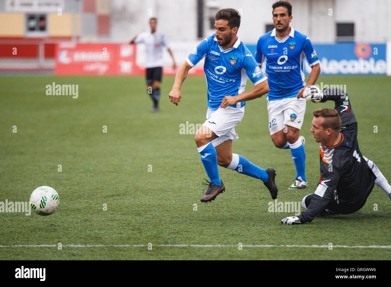 7/9/2016. Mieres, Espagne. 2ème série d'Espagnol Copa del Rey match entre Deportivo et caudale Esportiu de Lleida. Banque D'Images
