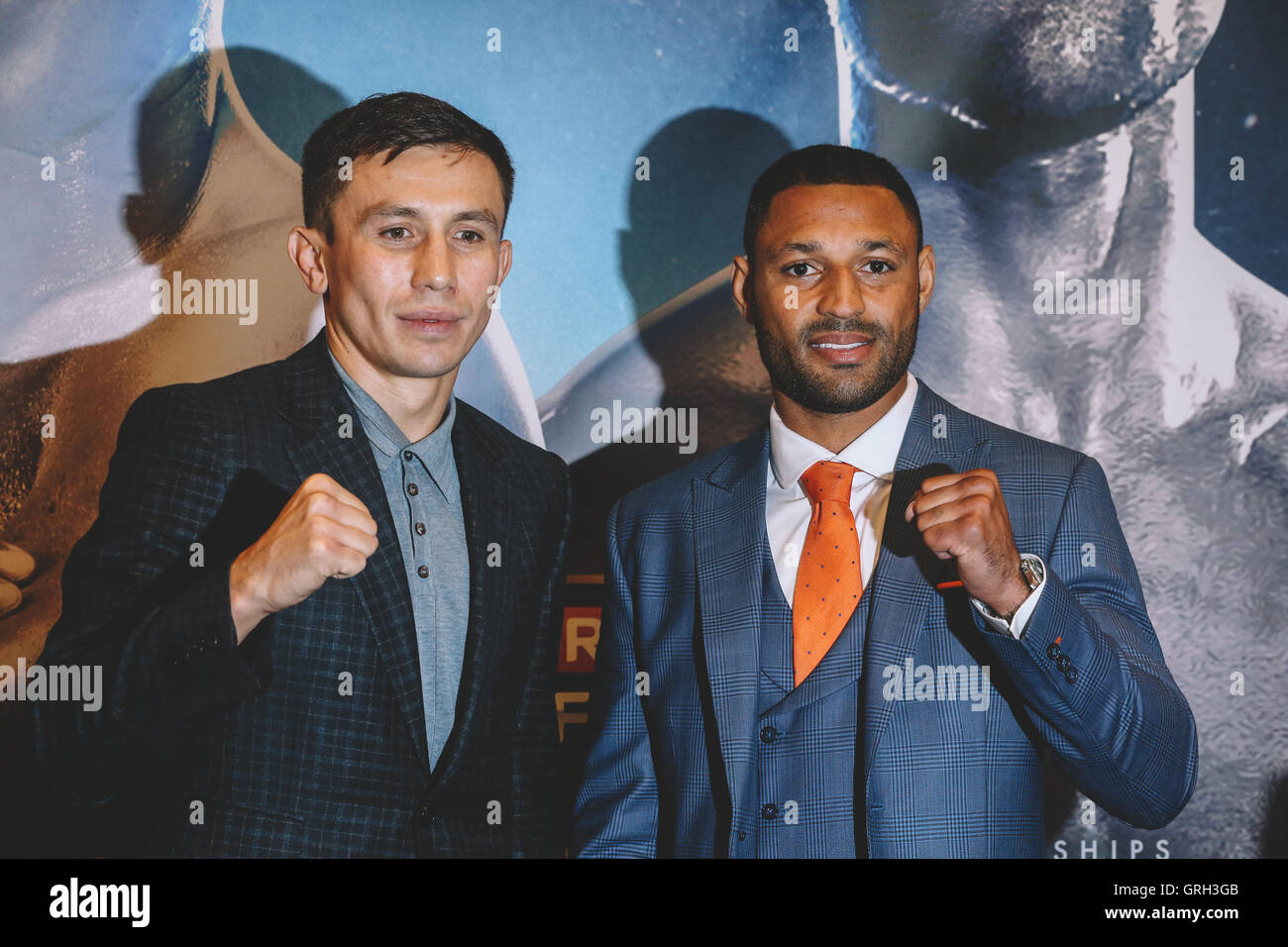 Londres, Royaume-Uni. Sep 8, 2016. Kell Brook et Gennady Golovkin Matchroom lors d'une conférence de presse à Canary Riverside Hotel, Londres, 8 septembre 2016 Crédit : Scott Heavey/Alamy Live News Banque D'Images