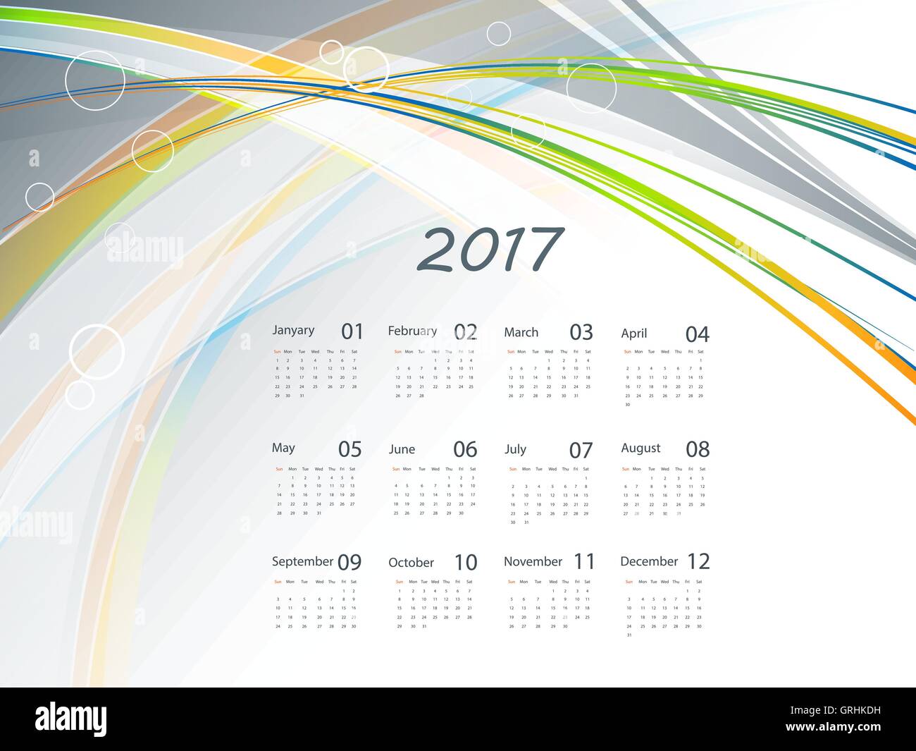 Calendrier pour 2017 Vector Illustration de Vecteur