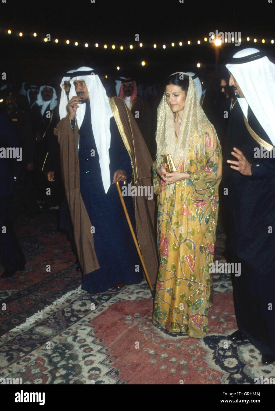 La reine Silvia habillée pour le dîner de gala à une visite d'État en Arabie Saoudite 1981 Banque D'Images