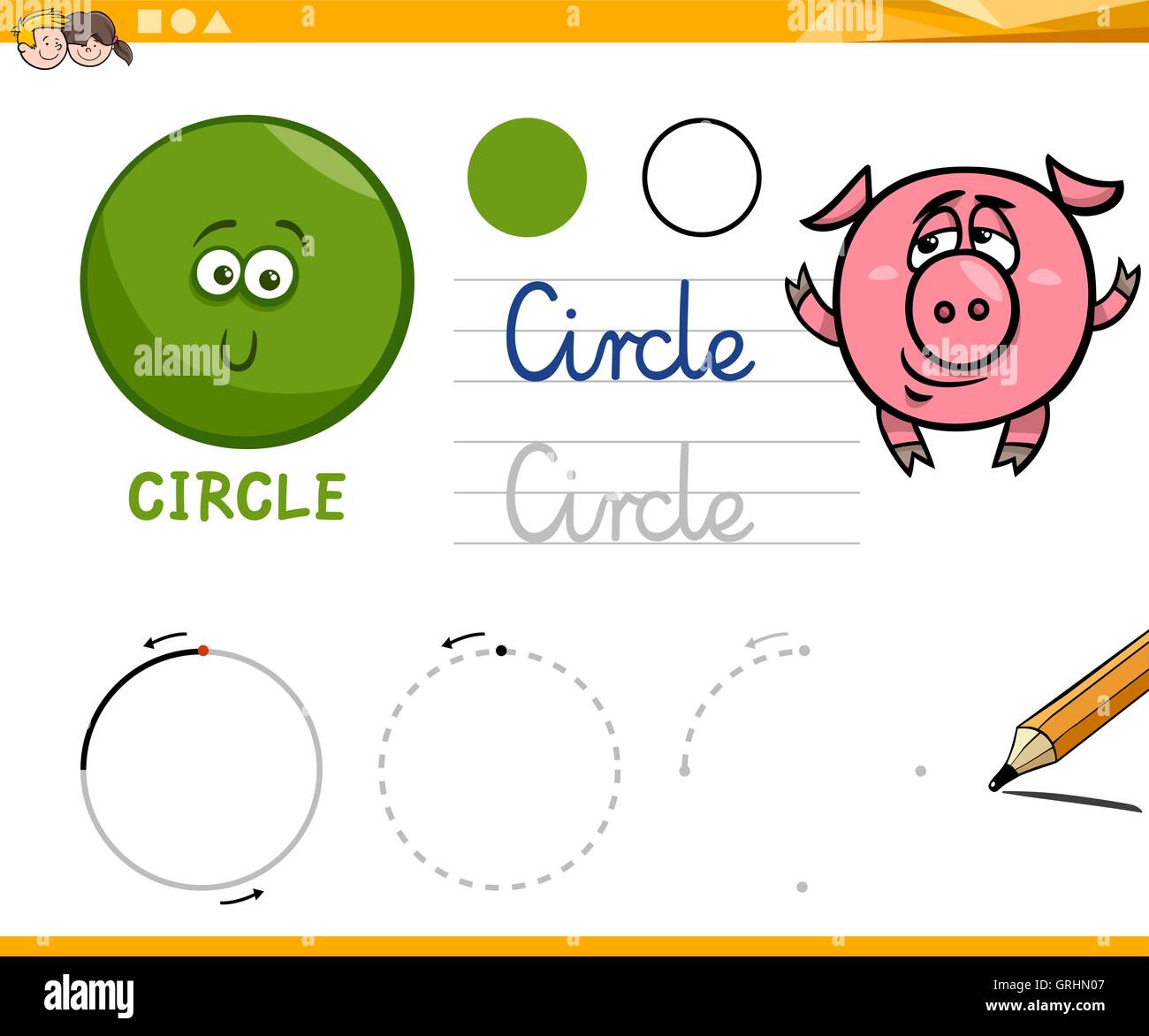 Caricature d'illustration de Cercle forme géométrique de base pour les enfants Illustration de Vecteur