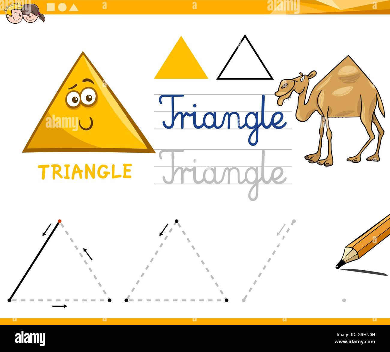 Caricature d'illustration de triangle forme géométrique de base pour les enfants Illustration de Vecteur