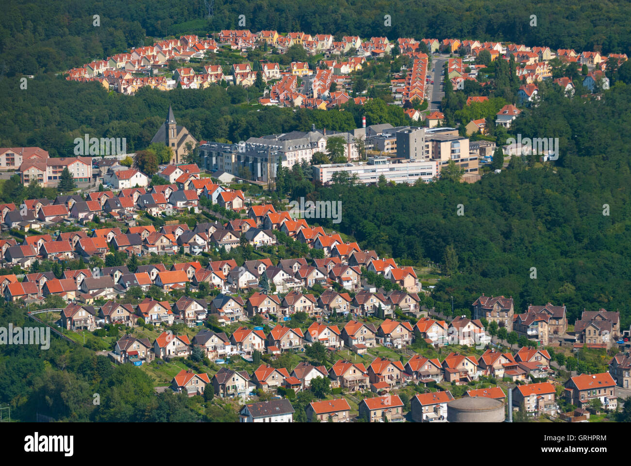 Moselle (57), Freyming Merlebach, citer miniere Hochwald (vue aerienne) // France, Moselle (57), Freyming Merlebach, mineurs de charbon Banque D'Images