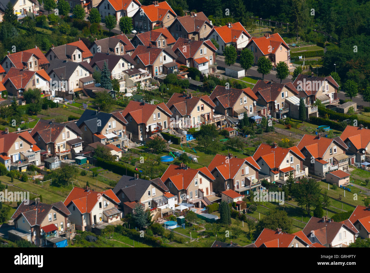 Moselle (57), Freyming Merlebach, citer miniere Hochwald (vue aerienne) // France, Moselle (57), Freyming Merlebach, mineurs de charbon Banque D'Images