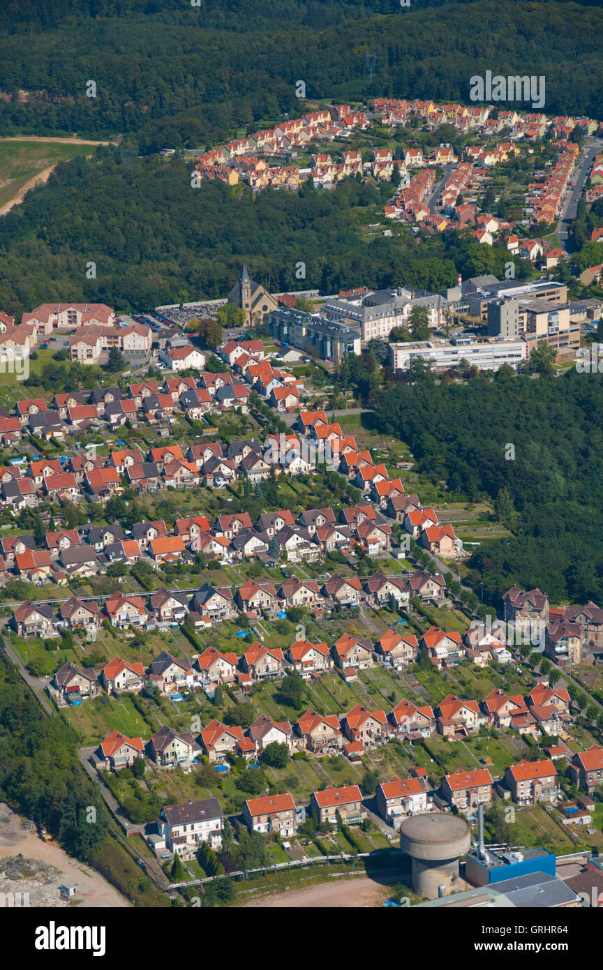 Moselle (57), Freyming Merlebach, citer miniere Hochwald (vue aerienne) // France, Moselle (57), Freyming Merlebach, mineurs de charbon Banque D'Images