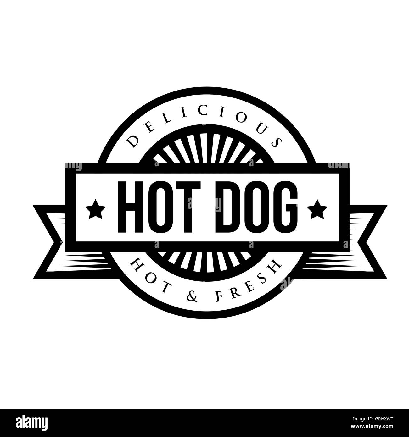 Pain hot-dog moutarde saucisse vintage stamp Illustration de Vecteur