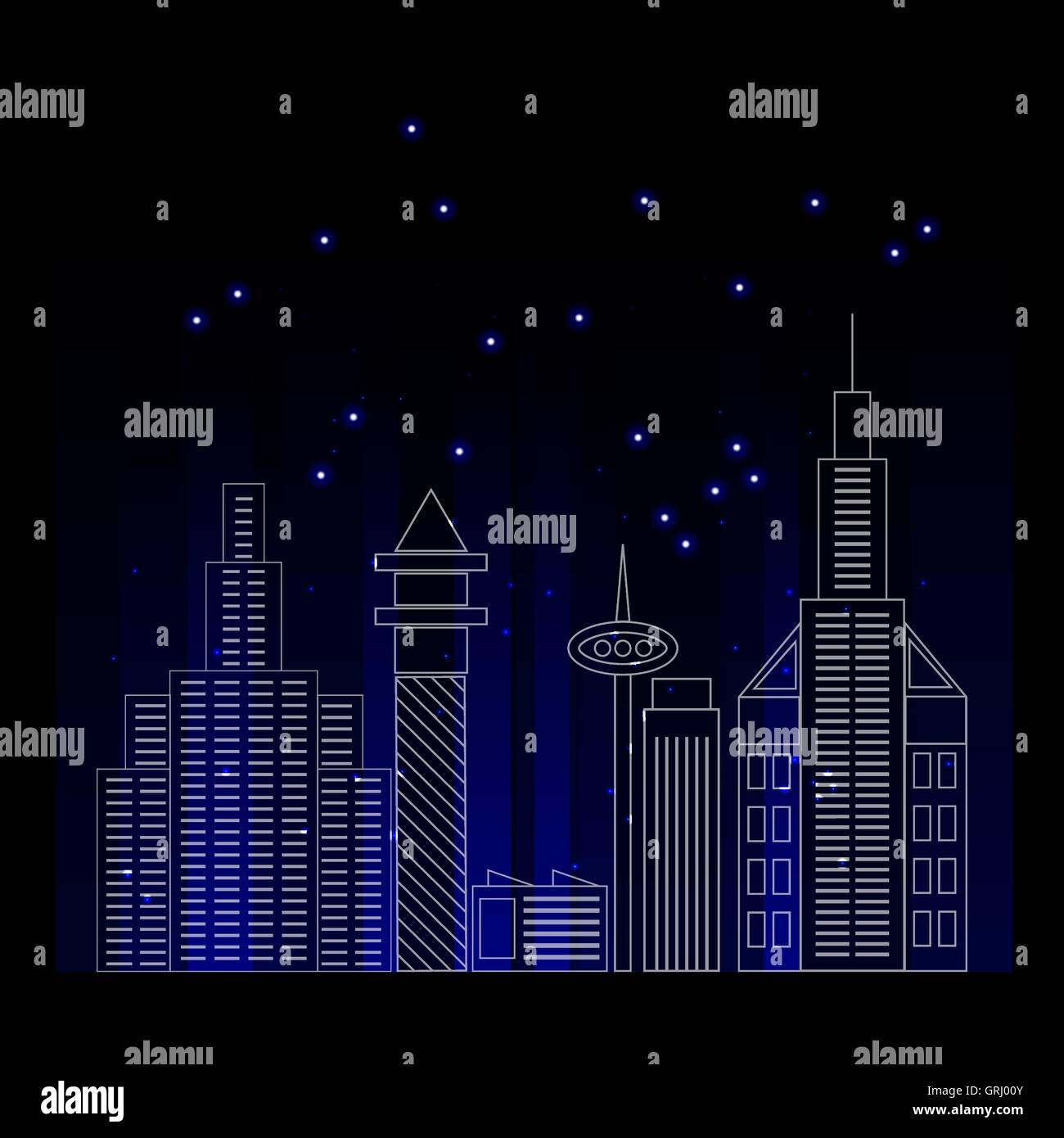 City skyline silhouette détaillées. Illustration vectorielle, à la mode, style d'art de la ligne. Vector Illustration de Vecteur