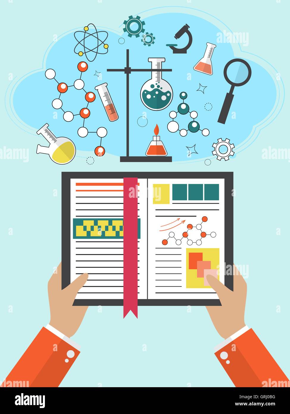 Télévision de l'étude. Cours sur le Web et de l'enseignement à distance. Retour à l'école. professeur à l'université. La connaissance, l'intellect. Étudiant, co Illustration de Vecteur