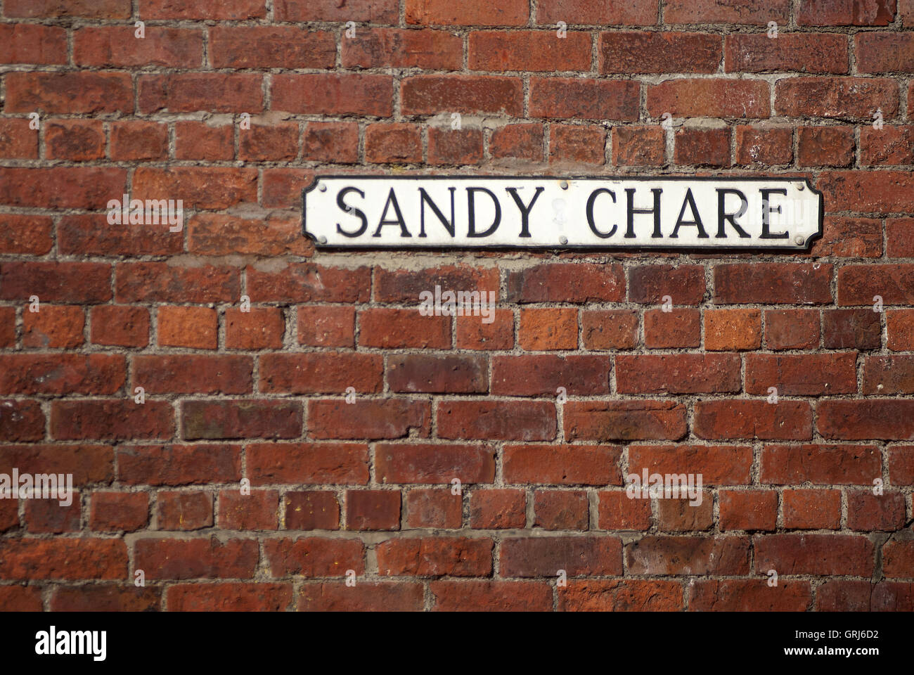 Sandy Chare street sign, Whitburn, South Tyneside Banque D'Images