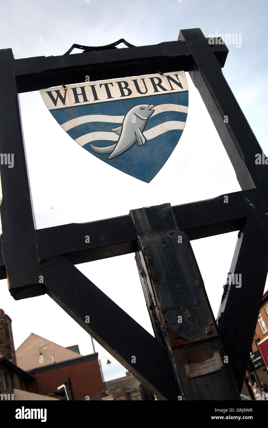 Panneau pour Whitburn village, South Tyneside Banque D'Images