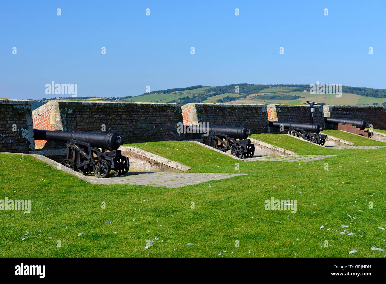 Au sein de la batterie de canons sur le point Fort George sur la côte de Moray, Highland, Scotland Banque D'Images