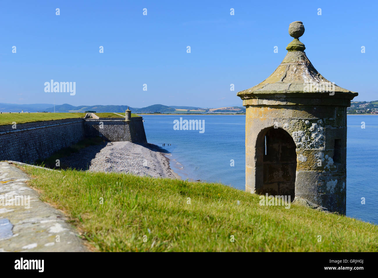 Guérite au sein de Fort George sur la côte de Moray, Highland, Scotland Banque D'Images