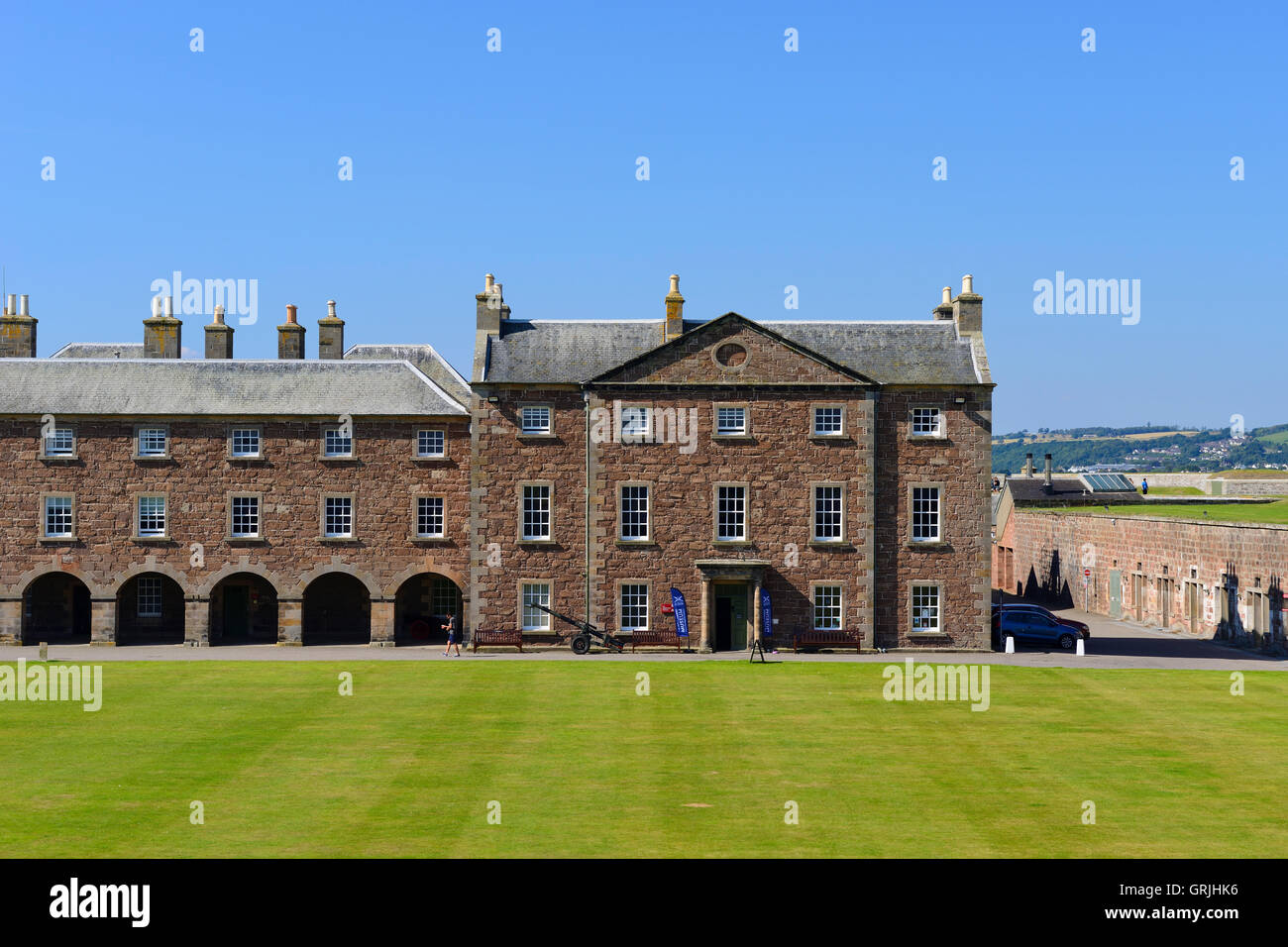 Bloc personnel et Highlander's Museum de Fort George sur la côte de Moray, Highland, Scotland Banque D'Images