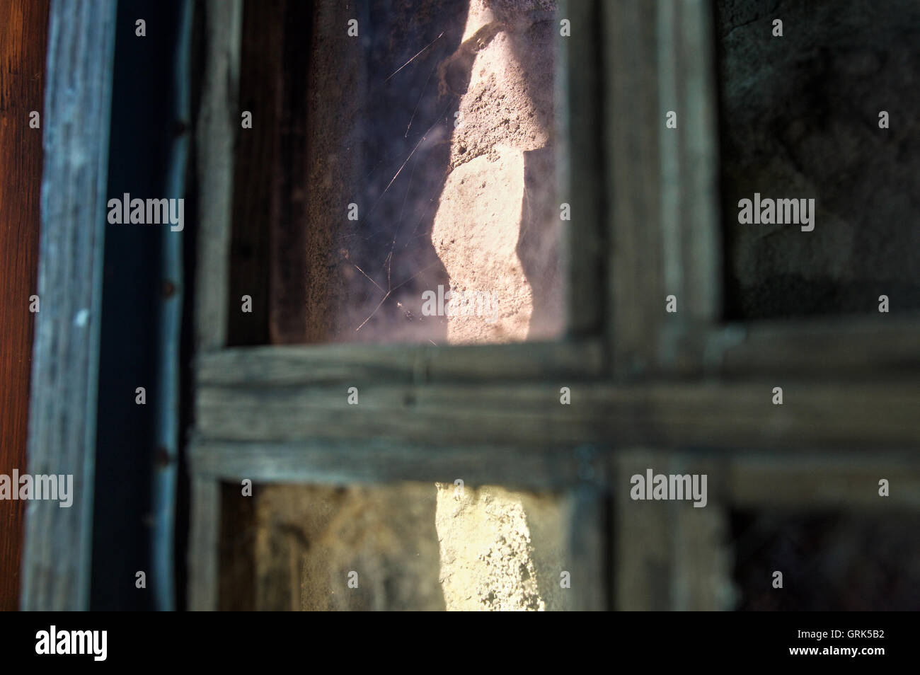 Détail d'un rebord en bois au fort Niagara, New York Banque D'Images