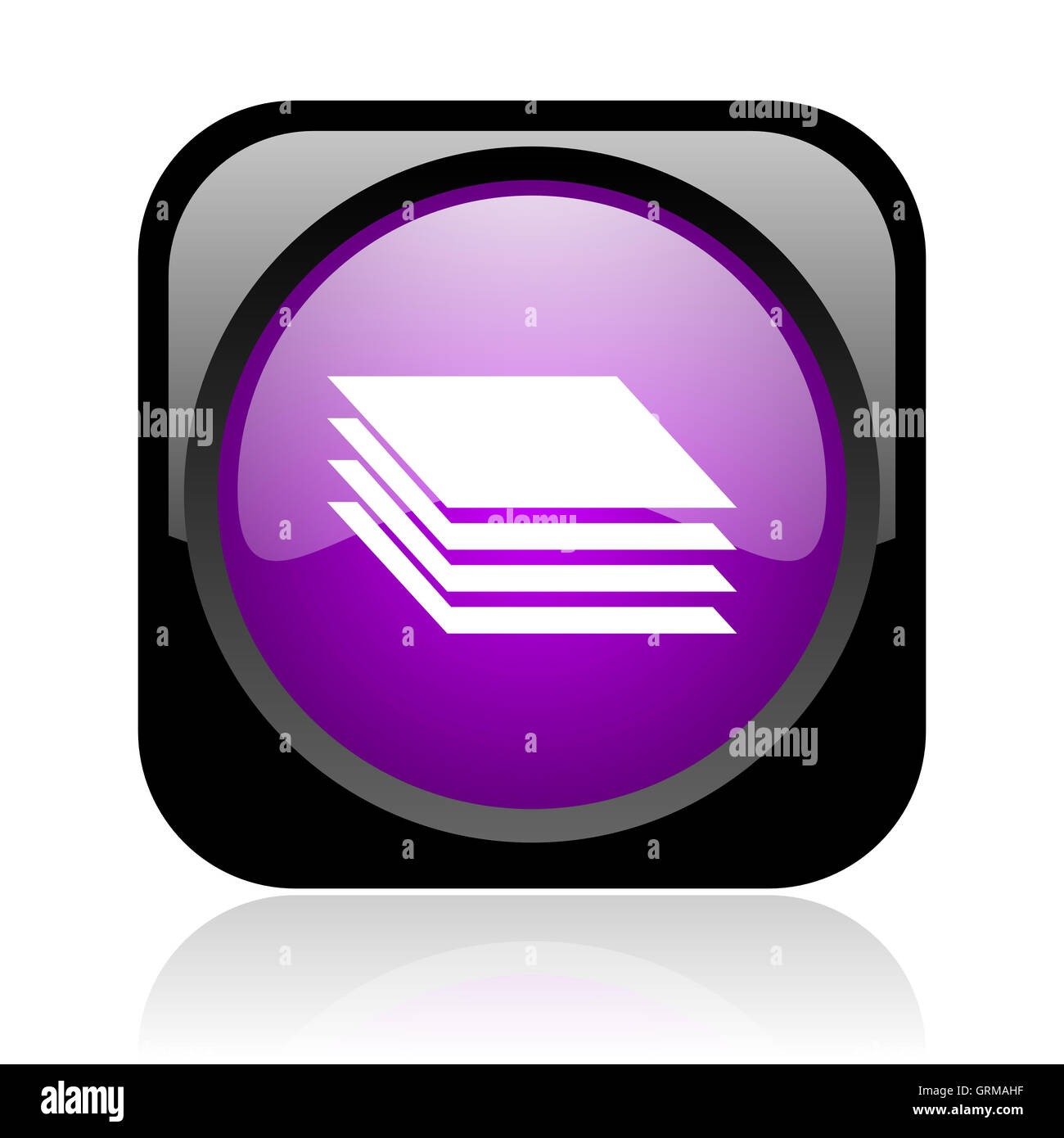 Carré violet et noir couches brillant web icon Banque D'Images