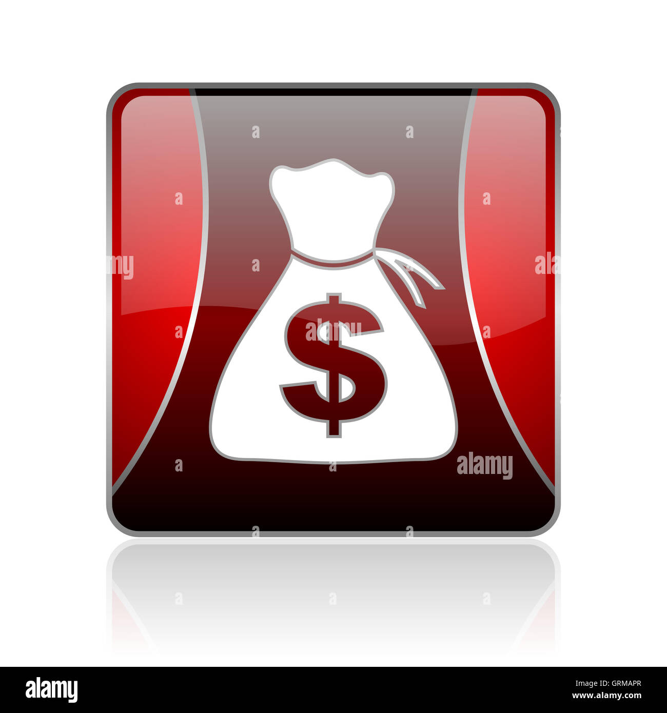 La place rouge brillant argent web icône Banque D'Images