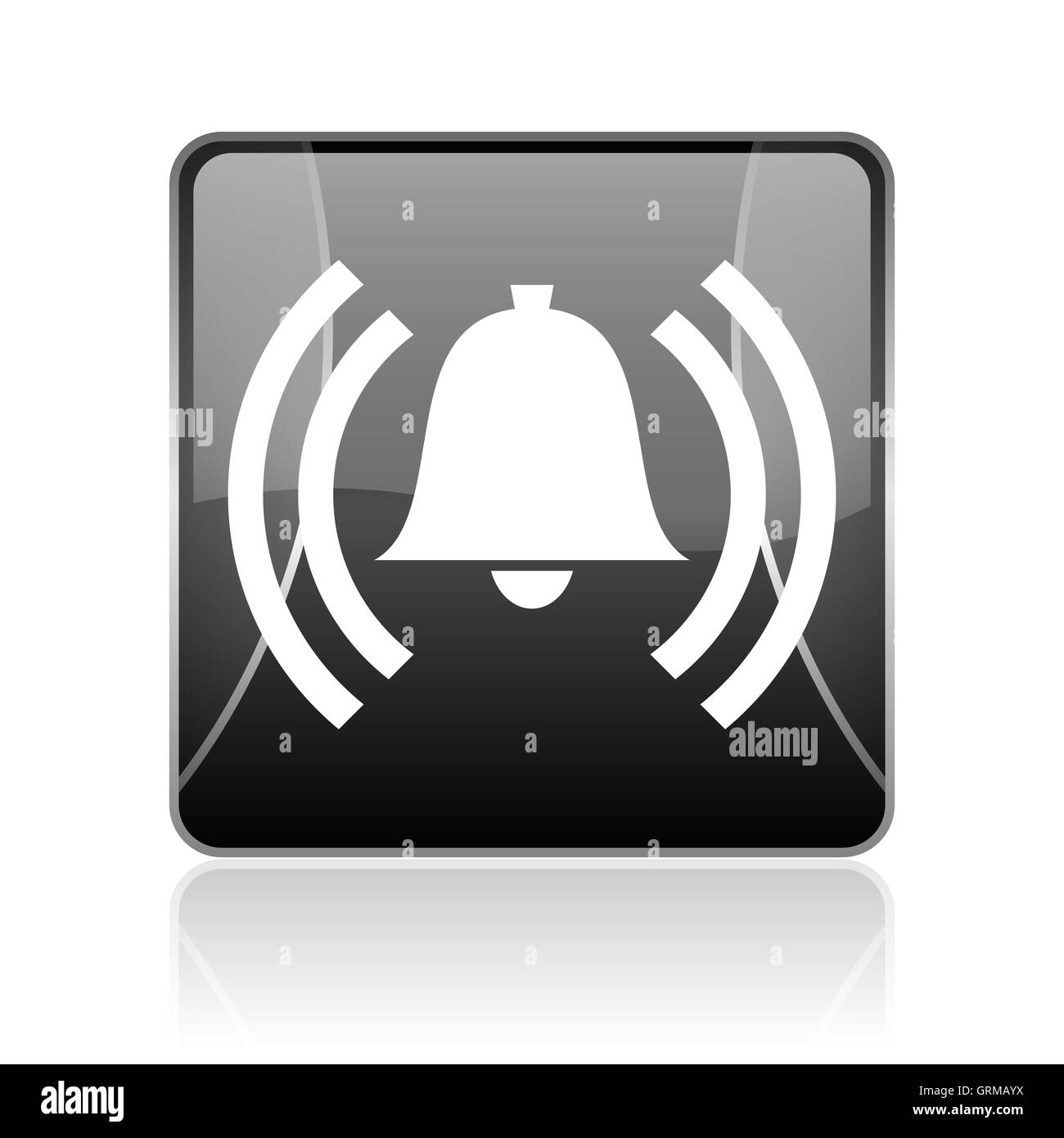 Carré noir alarme icône glossy web Banque D'Images