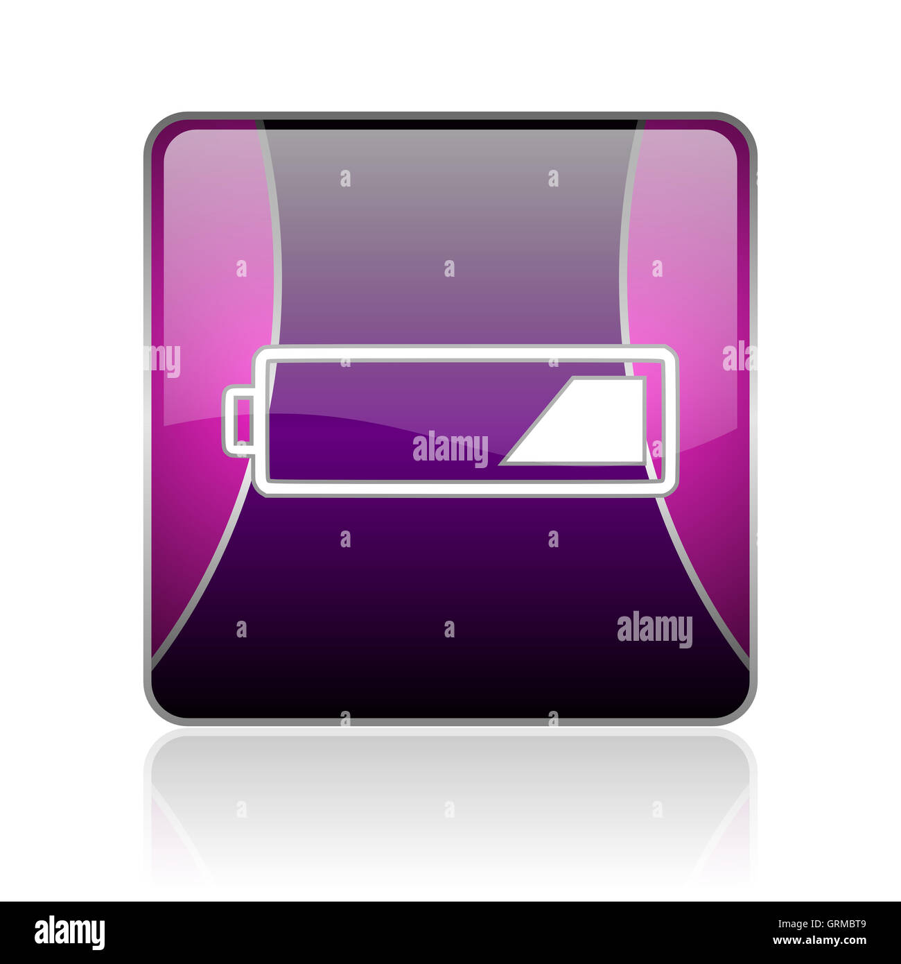 Carré violet batterie icône glossy web Banque D'Images