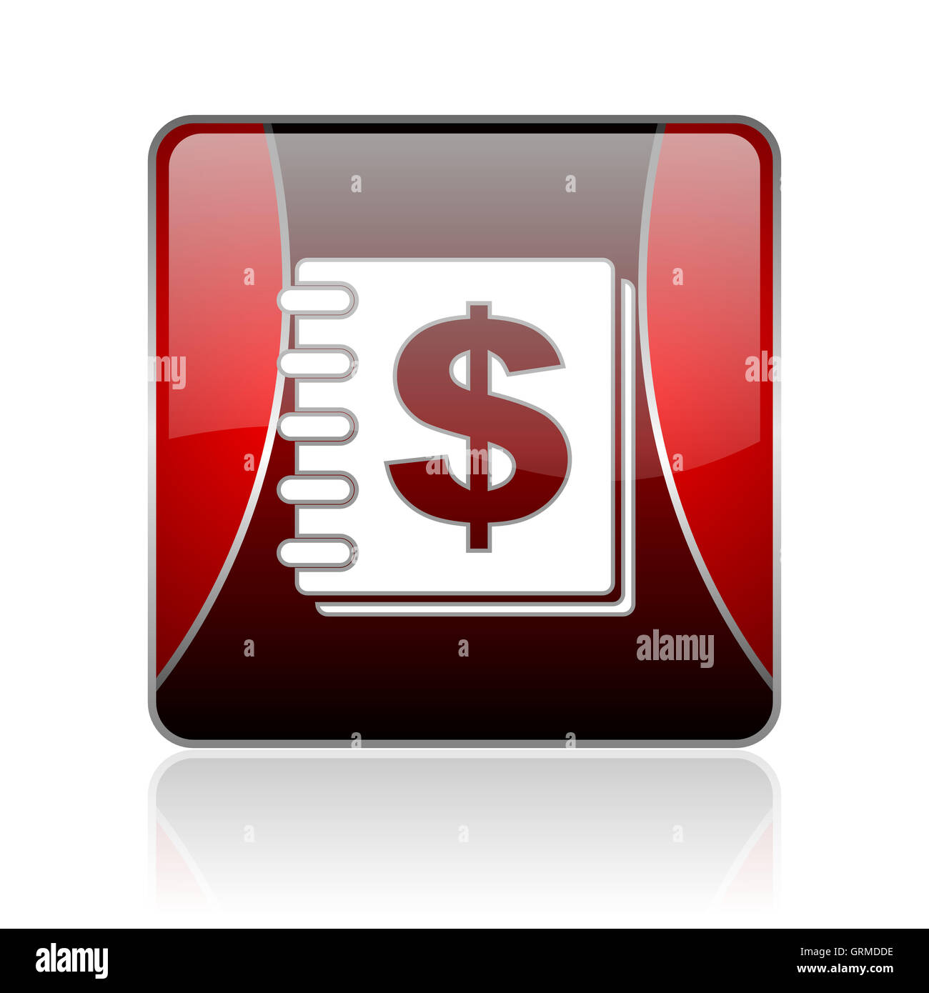La place rouge brillant argent web icône Banque D'Images