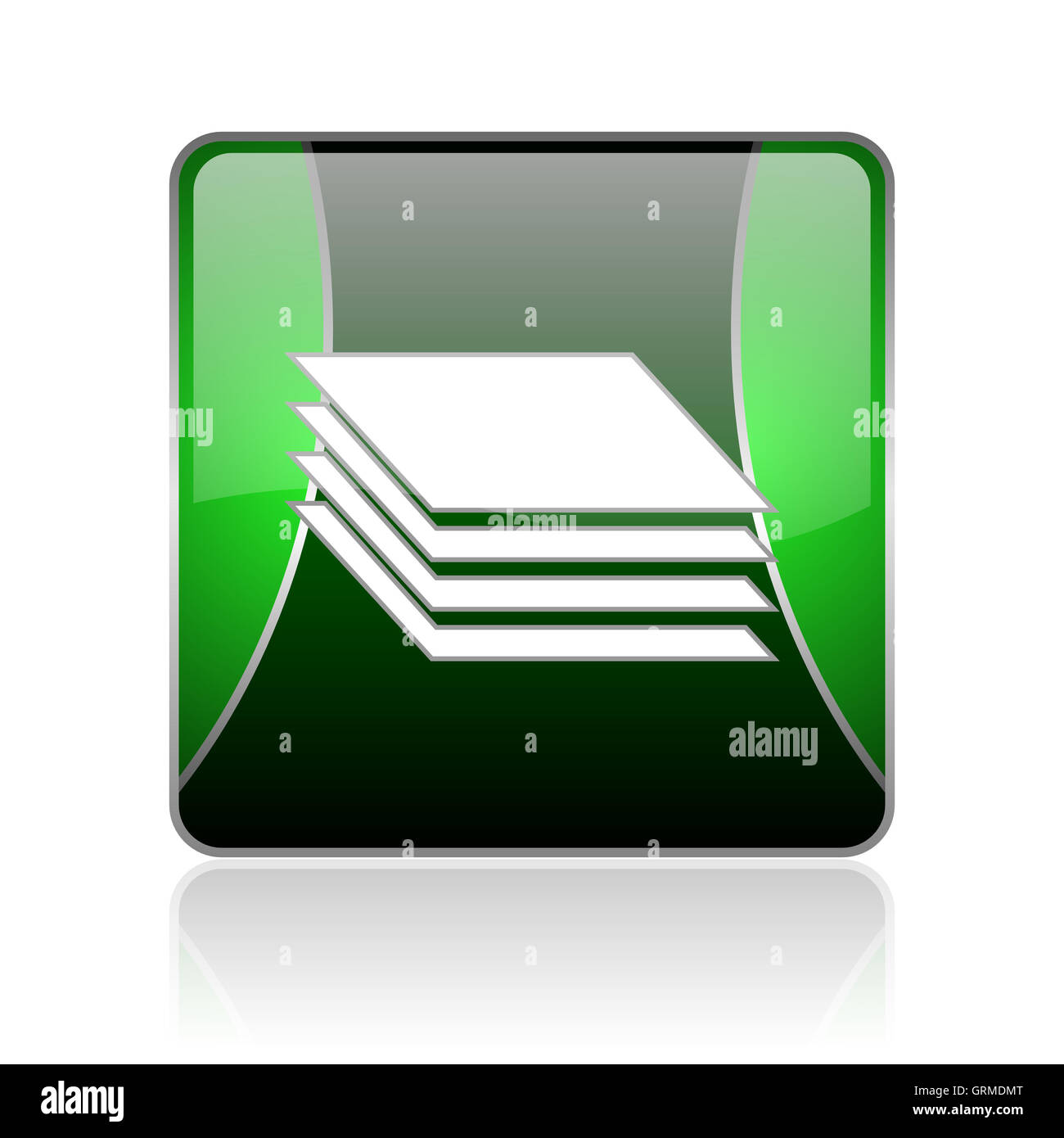 Carré vert et noir couches brillant web icon Banque D'Images