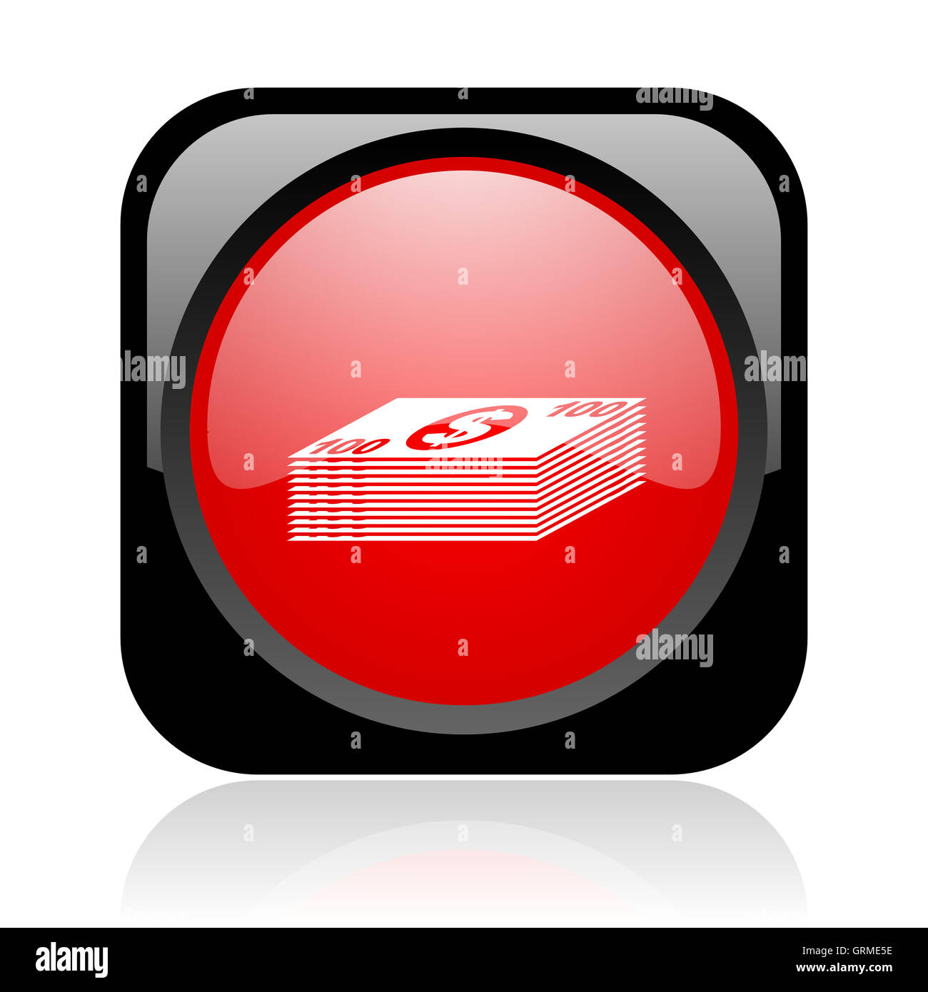 La place rouge et noir argent brillant web icon Banque D'Images