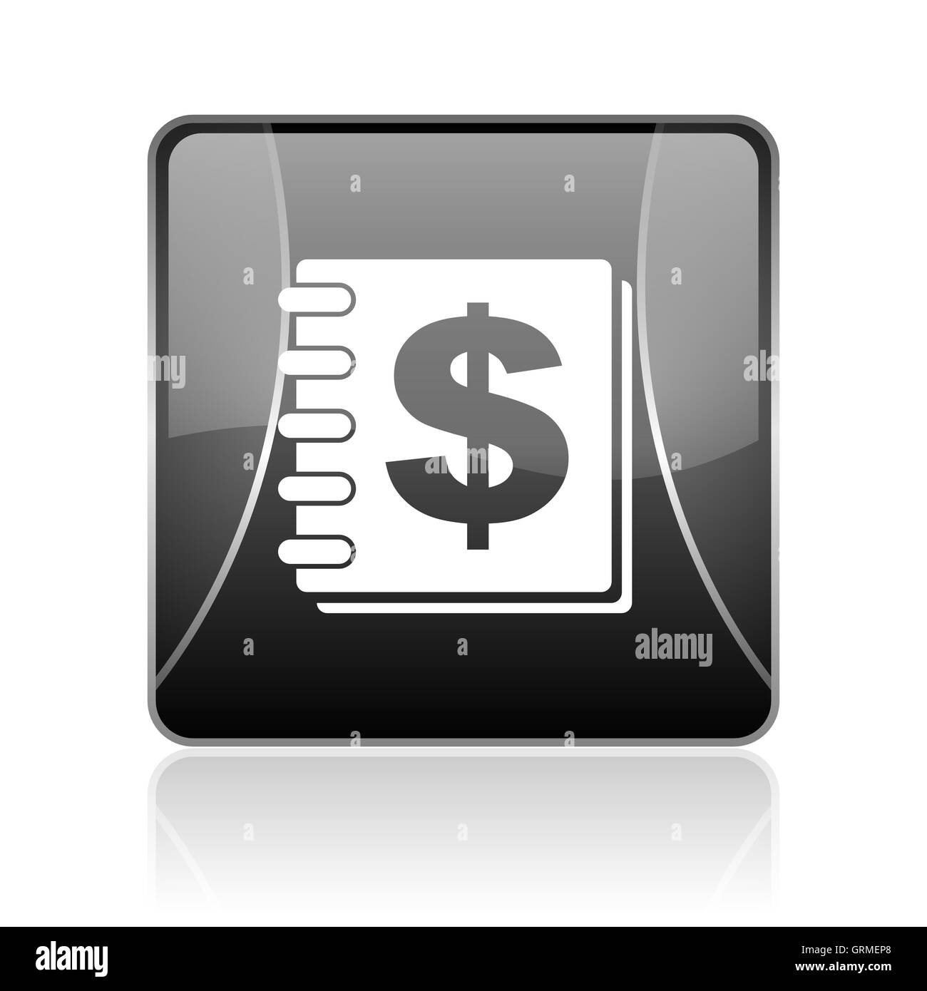 Carré noir brillant argent web icône Banque D'Images