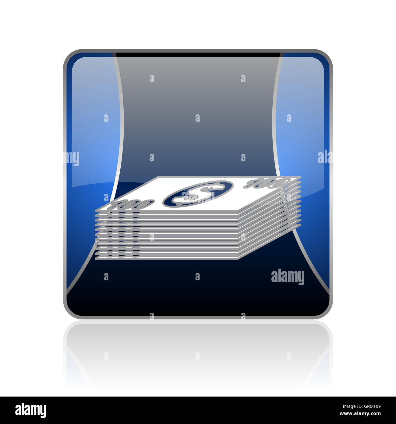 Carré bleu brillant argent web icône Banque D'Images