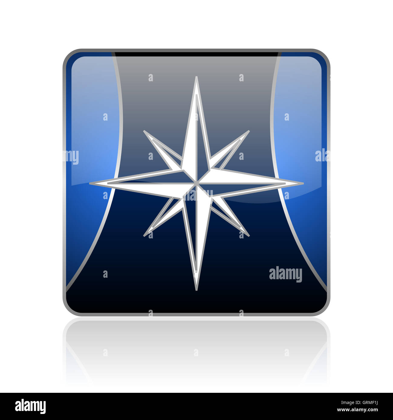 Blue Square compass icône glossy web Banque D'Images