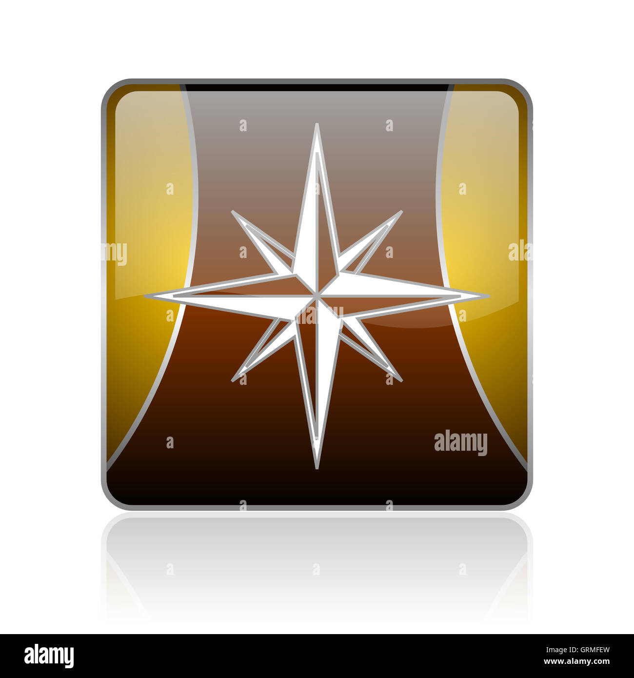 Carré doré brillant boussole web icône Banque D'Images