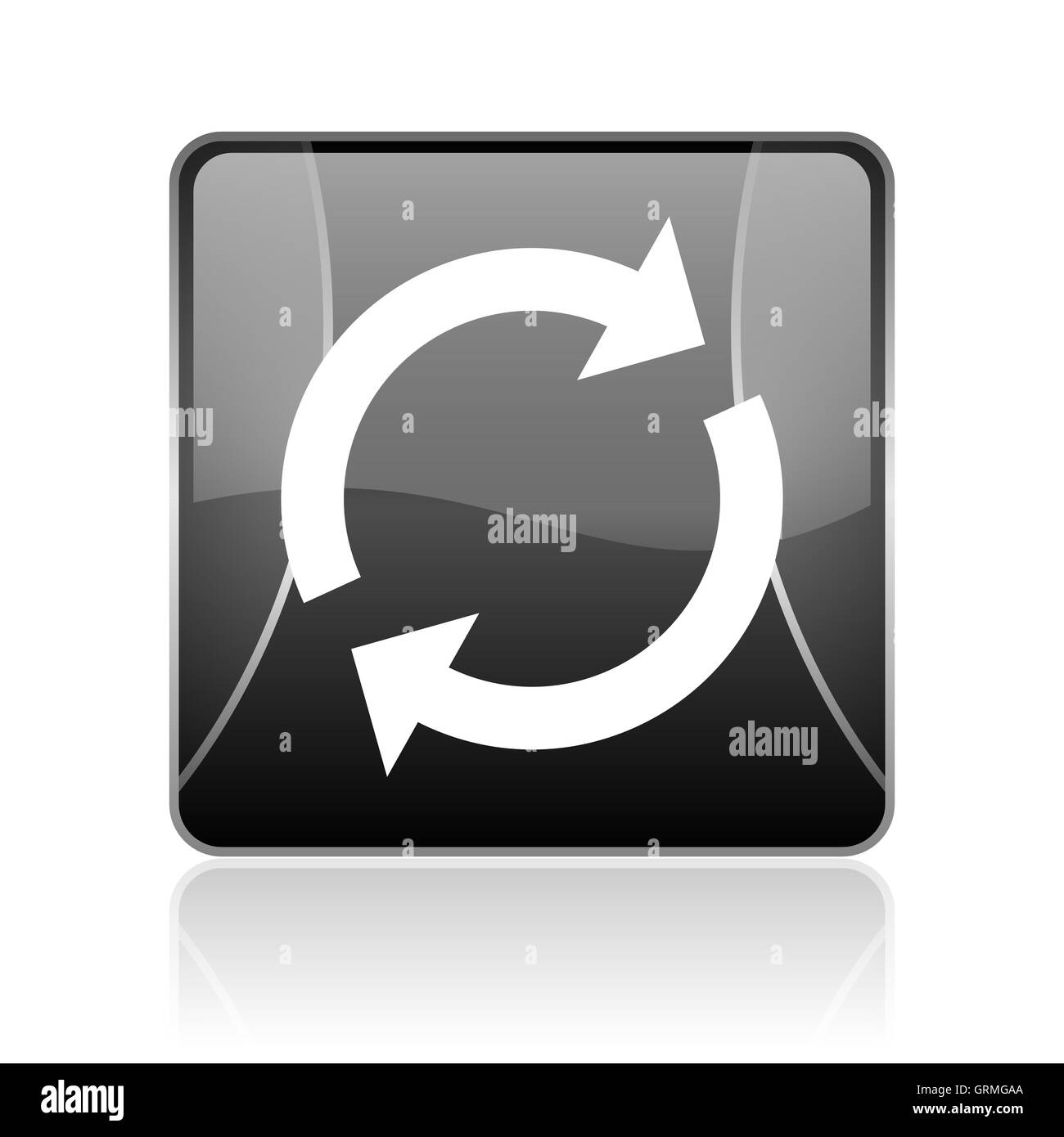 Recharger l'icône carré noir brillant web Banque D'Images
